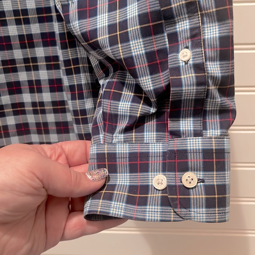 Lands’ End Men’s Tailored Fit Dress Shirt Blue 16-16 1/2 - Picture 5 of 6